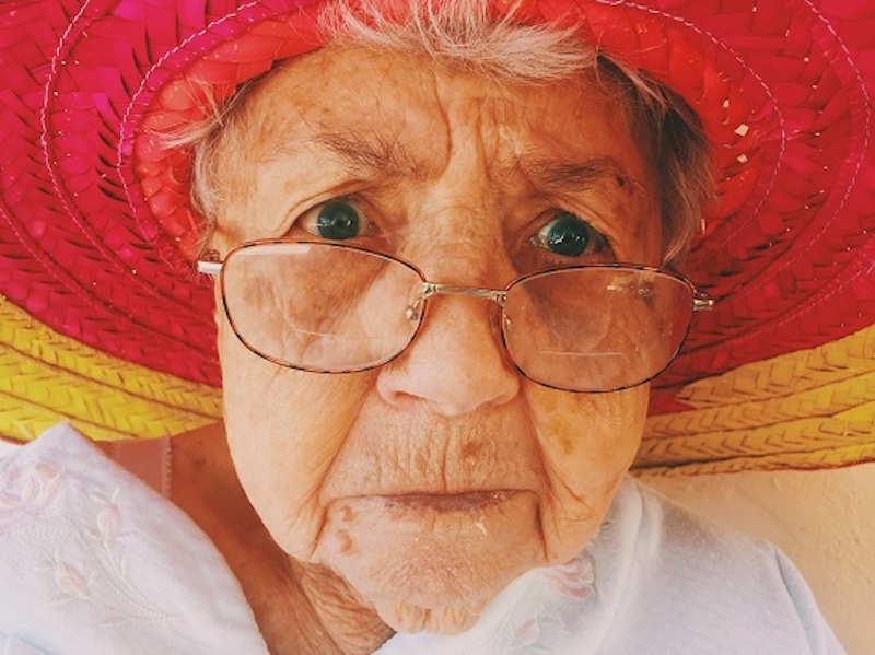 A portrait of an elderly woman